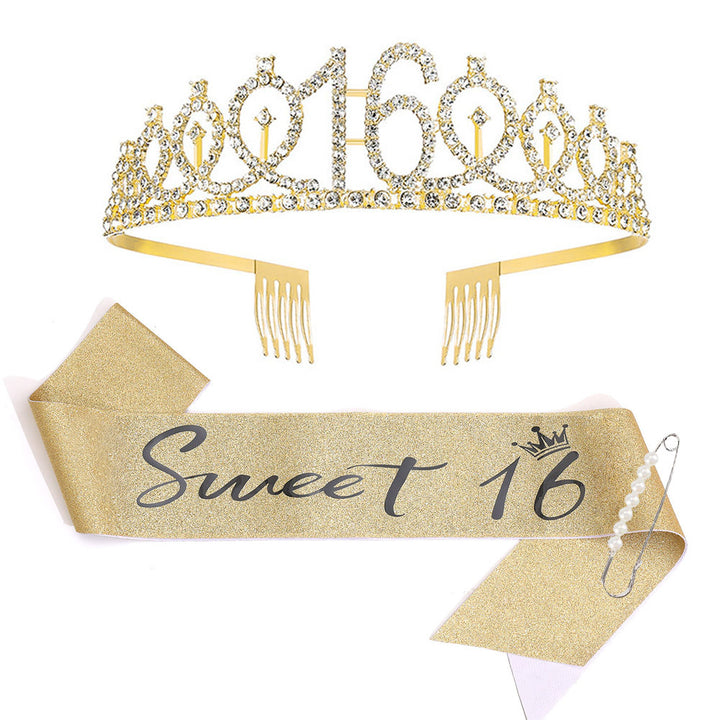 Ladies Sparkling Tiara with personalized 80th Birthday Inscription Stornfield