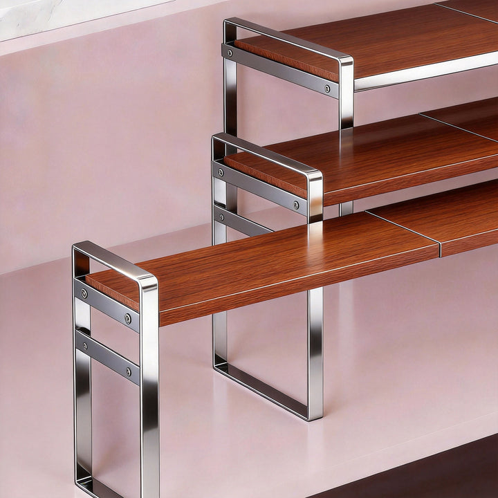 Expandable Metal Closet Shelf Riser and Stackable Wardrobe Organizer
