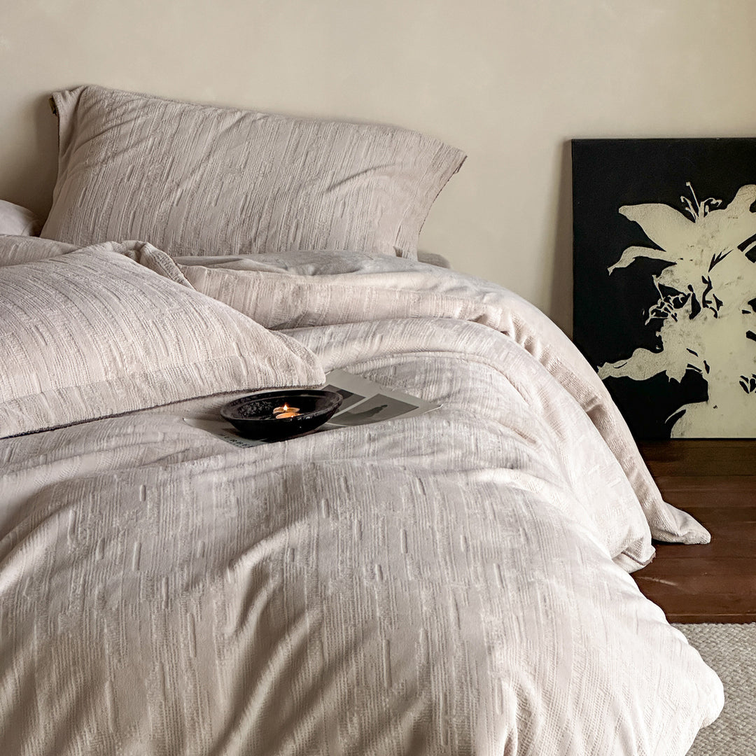 Plush Textured Reversible Duvet Cover Set with Quilted Finish