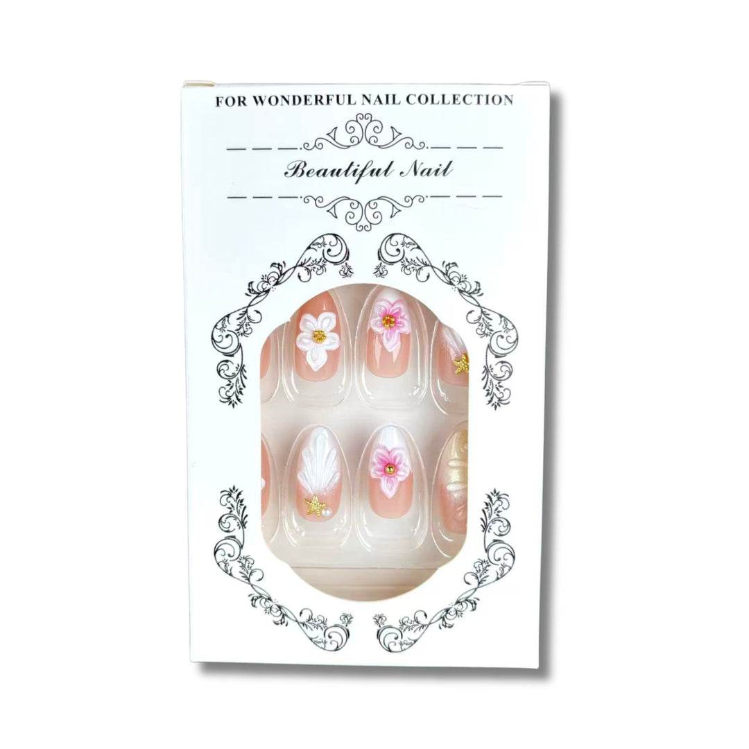 Floral Artwork Press-On Nail Set