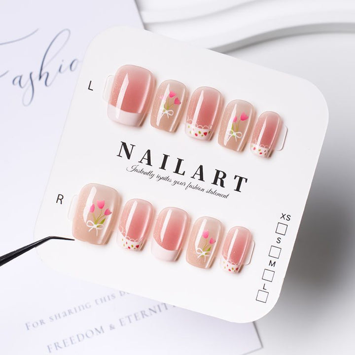 Artistic Press-On Nail Set with Cute Character Designs Stornfield