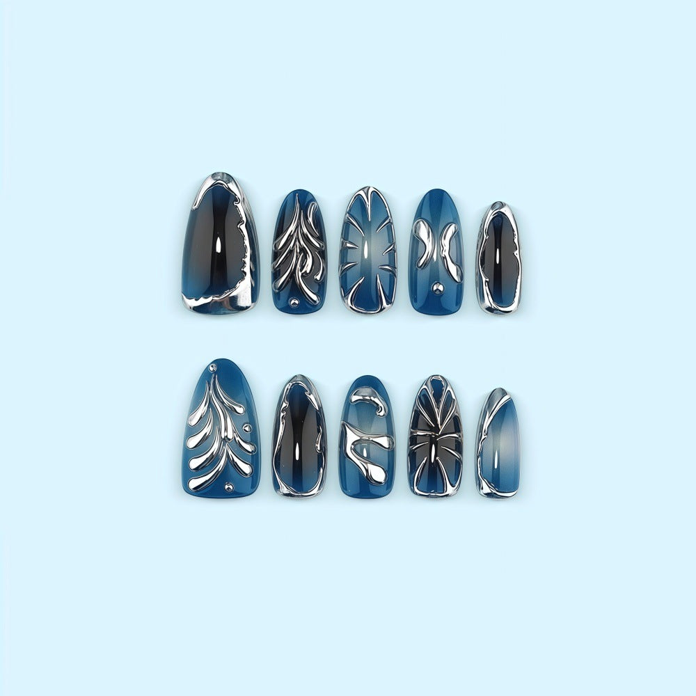Glamorous artificial nails with unique metallic accents Stornfield