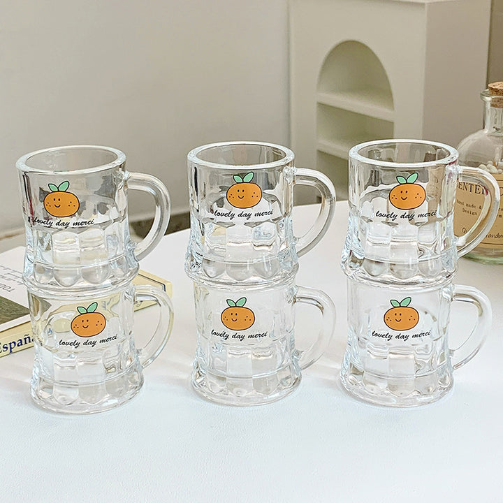 Ceramic mugs set with cheerful orange design Stornfield