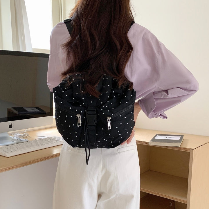 Compact Polka Dot Drawstring Backpack