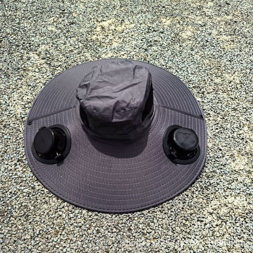 air-cooled sun hat with removable USB fans and wide neck protection Stornfield