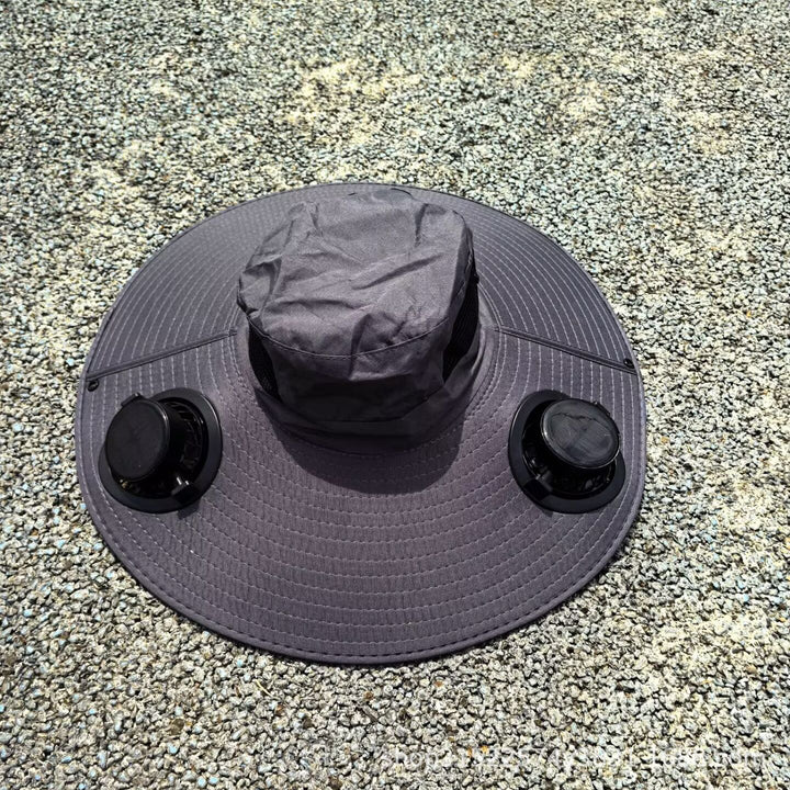 air-cooled sun hat with removable USB fans and wide neck protection Stornfield