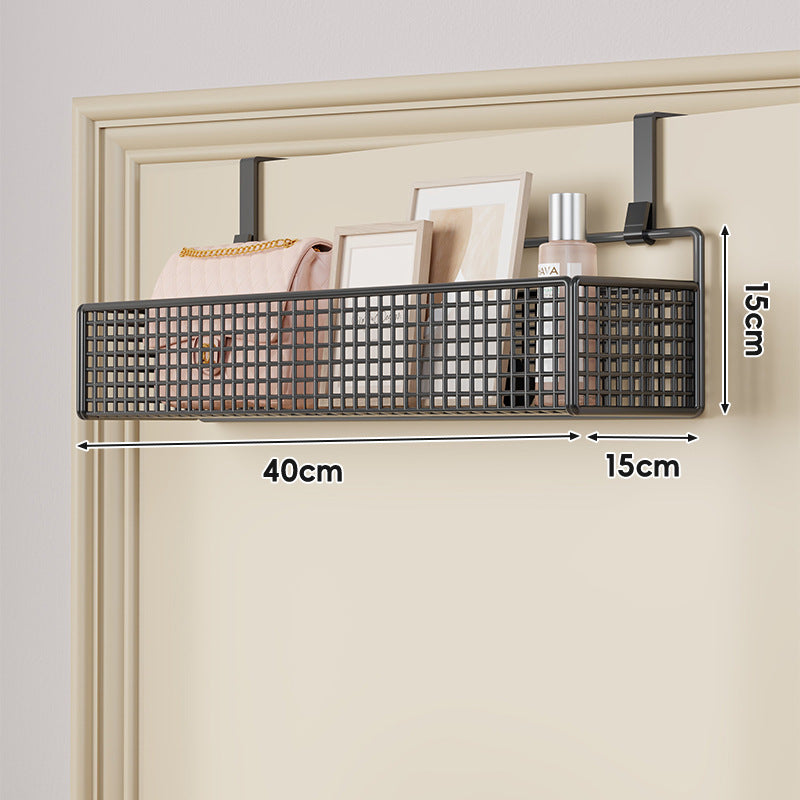 Over-Door Hanging Double-Tier Ventilated Mesh Storage Basket Organizer with Hooks