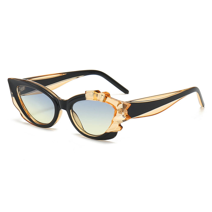 Ladies Cat-Eye Sunglasses with Eye-Catching Flower Frame Stornfield