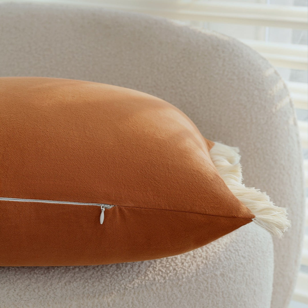 Square decorative cushion cover with cord ribbed texture and fine piping Stornfield