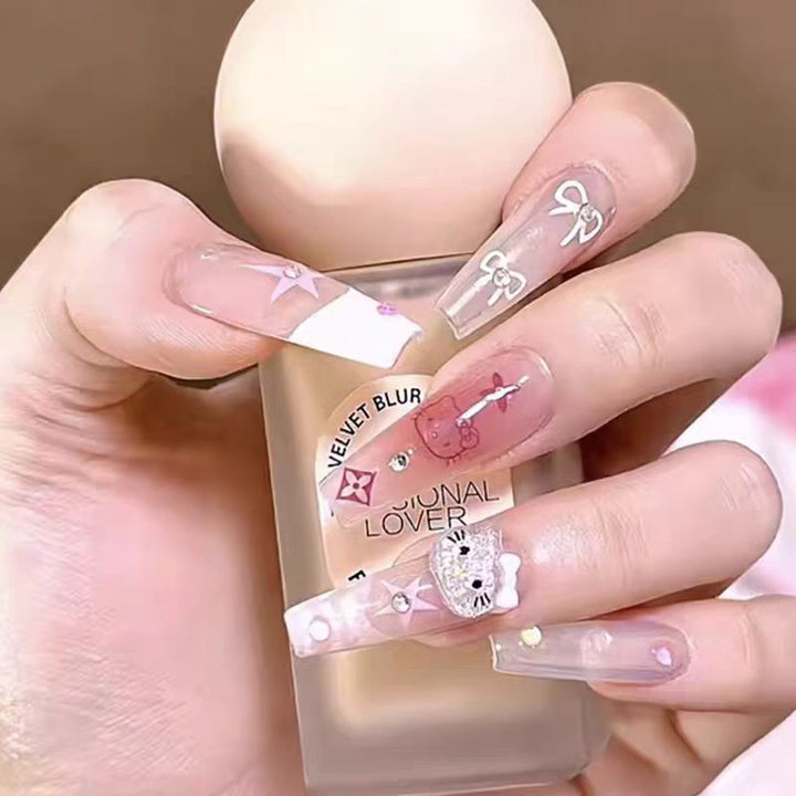 Elegant Stiletto Press-On Nails with Floral Design Stornfield