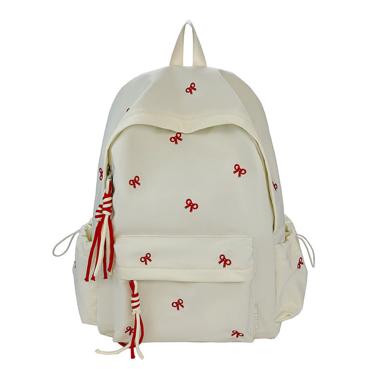 Backpack with Charming Bow Design and Practical Compartments Stornfield