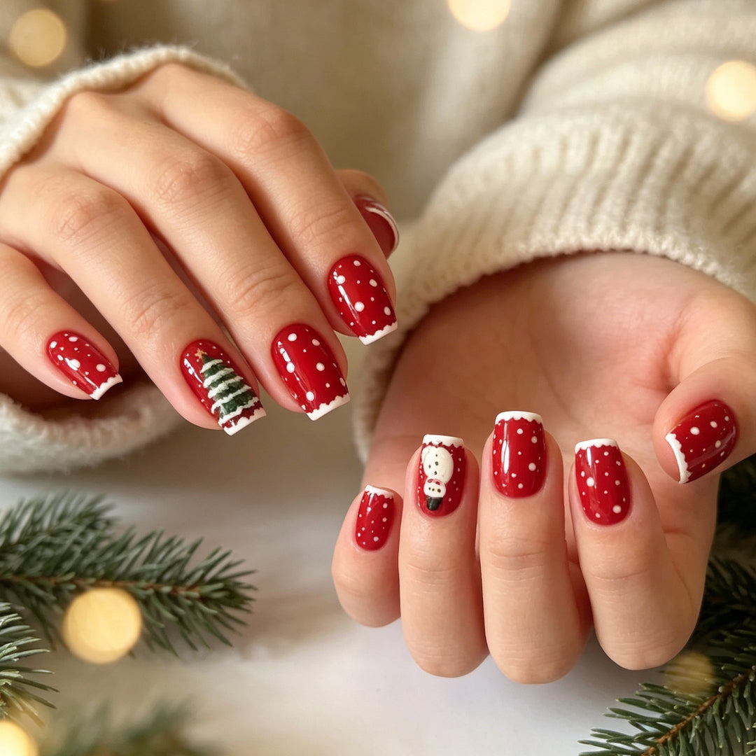 Festive Christmas-Themed Acrylic Nail Art Stornfield