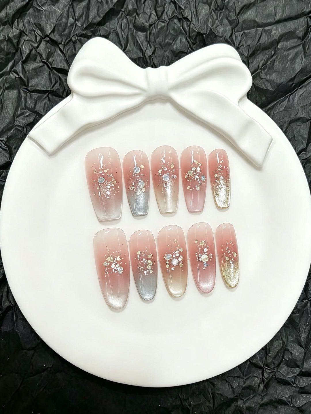 Premium Floral Ombre Press-On Nail Set