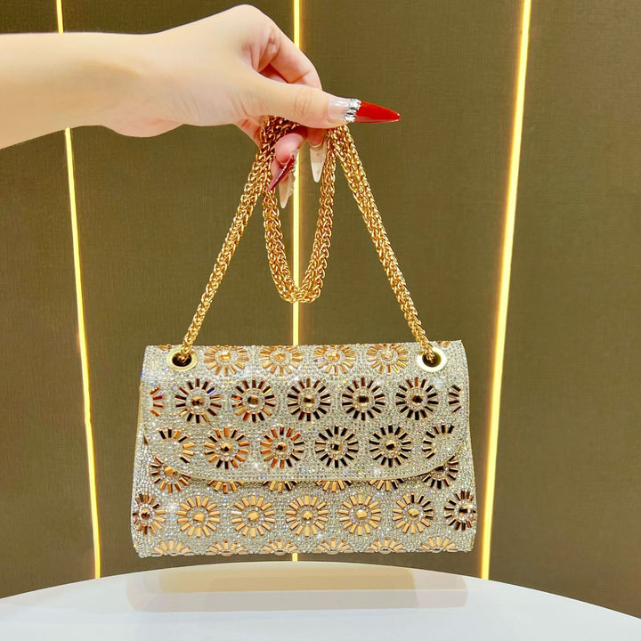 Decorative Flower-Embellished Evening Handbag