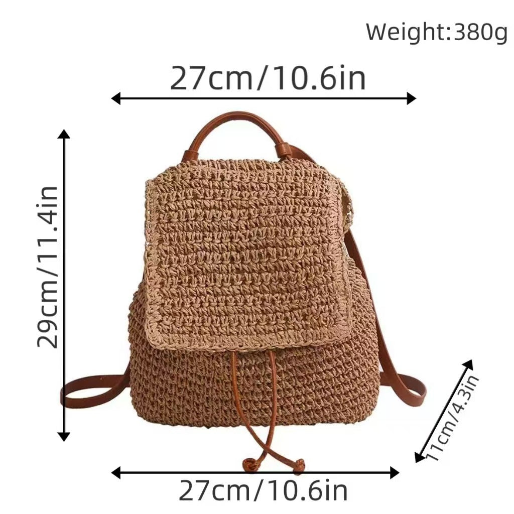 Backpack with Hand-Crocheted Design and Sturdy Leather Straps Stornfield