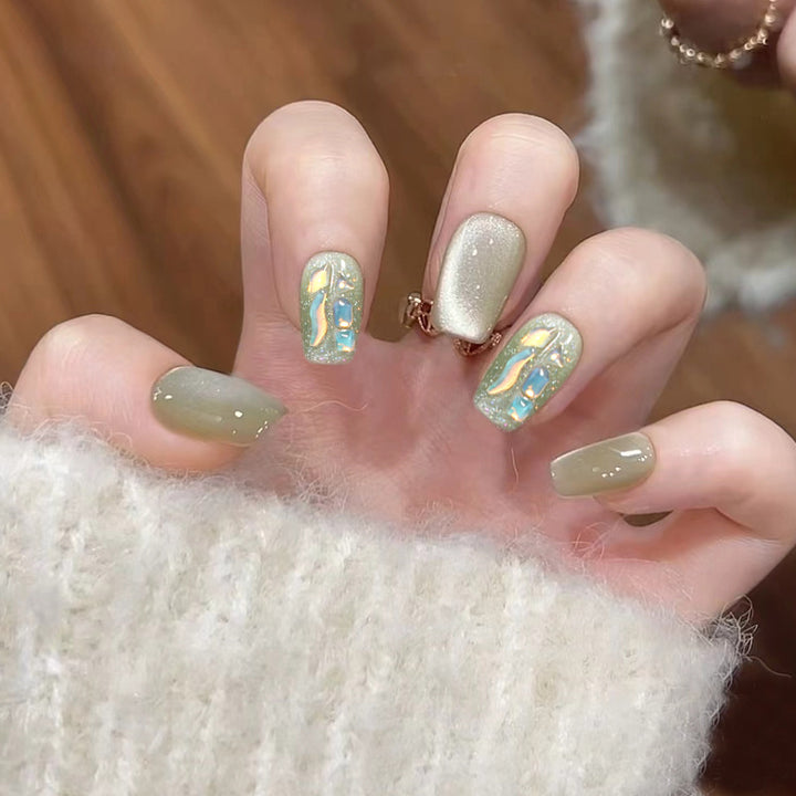 Decorative Press-On Nail Tips Set with Geometric Designs Stornfield