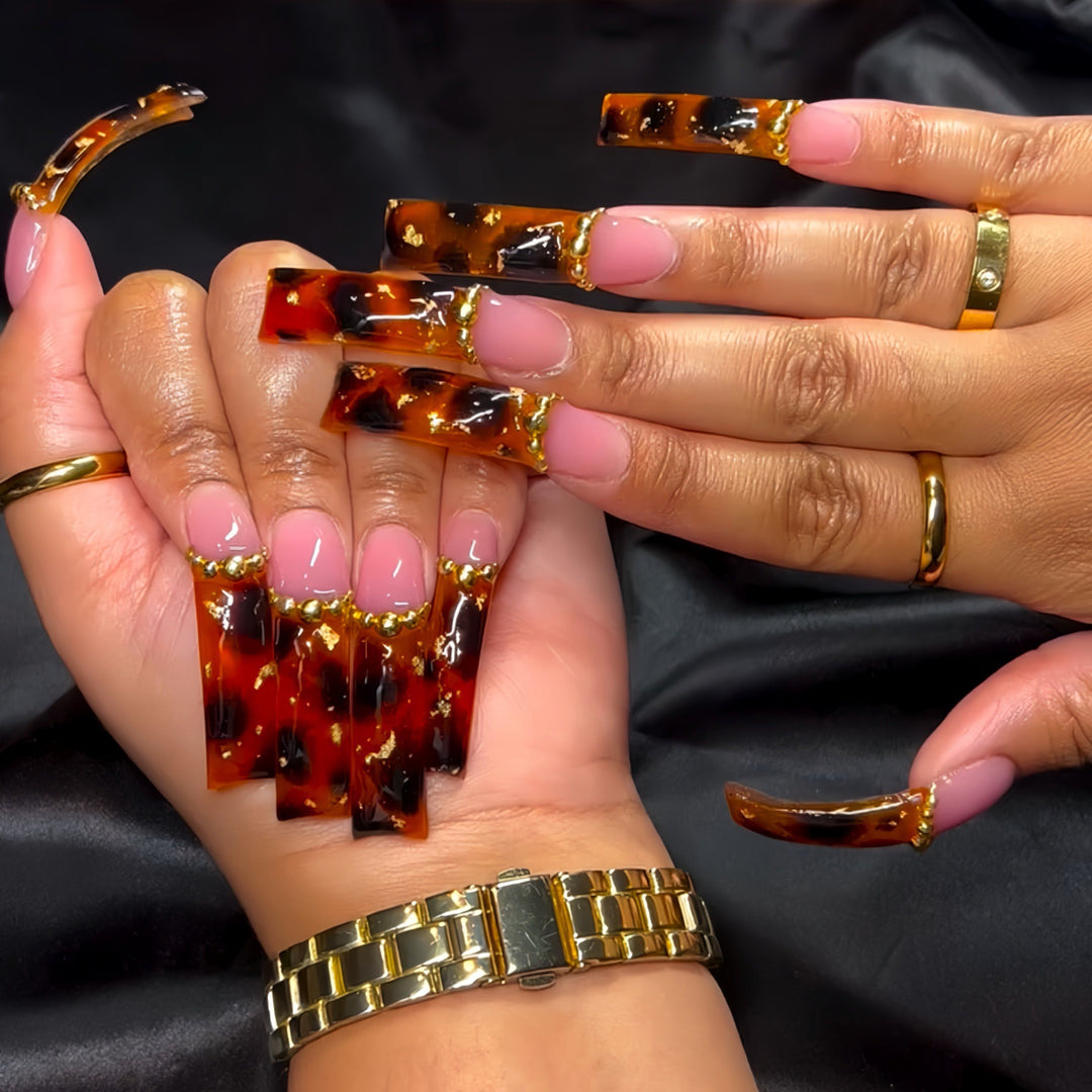 Elegant Tortoise Shell Acrylic Nail Enhancements Stornfield