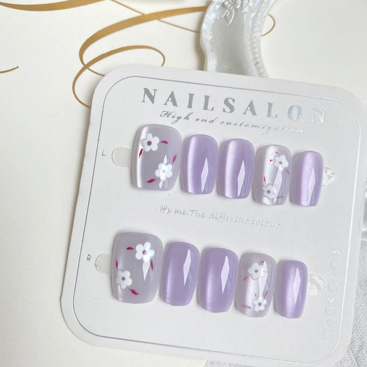 Floral-Themed Custom Press-On Nail Set