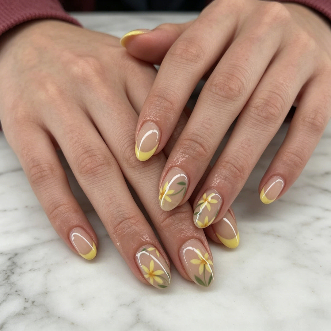 Floral French Tip Nail Art Stornfield