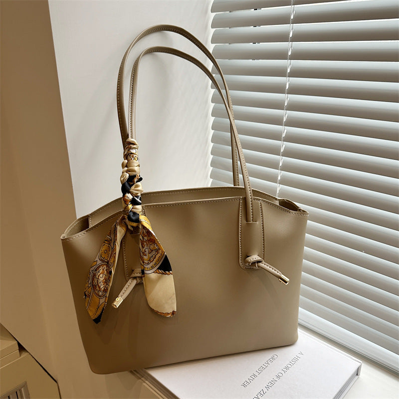 Elegant Scarf-Accent Tote Bag