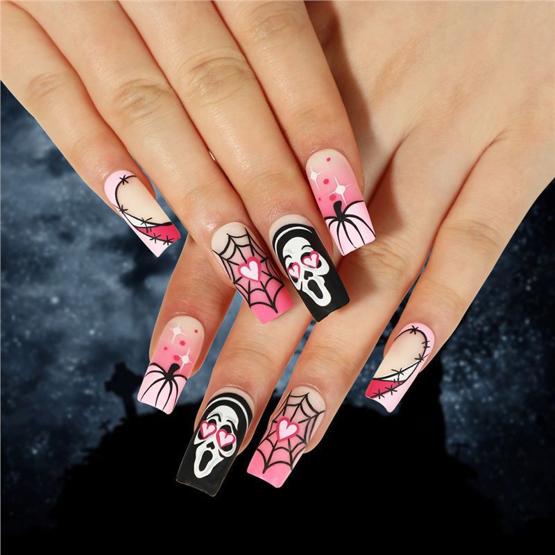 Artistic Halloween Themed Press-On Nail Extensions Stornfield