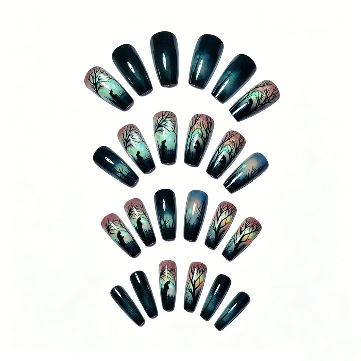 Artificial nails with mysterious forest design Stornfield