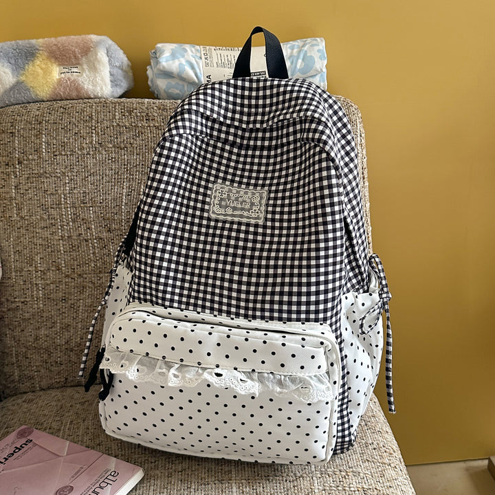 Charming Gingham Print School Backpack Stornfield