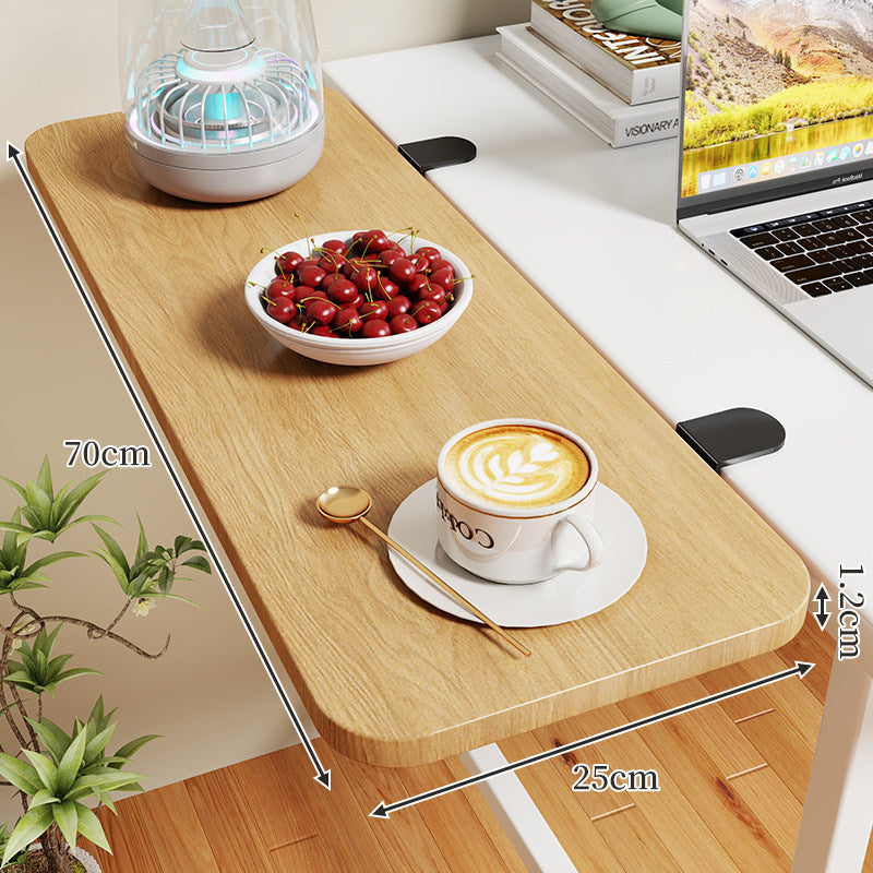 Clamp-On Expandable Desk Side Table Shelf with Wide Smooth Surface and Slim Adjustable Clamp