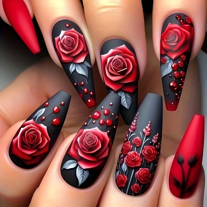 Elegant and Creative Art Nails with Rose Design Stornfield
