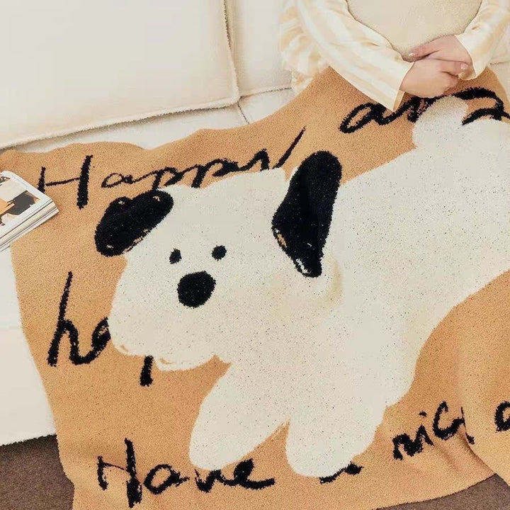Cozy Cartoon Dog-Themed Throw Blanket
