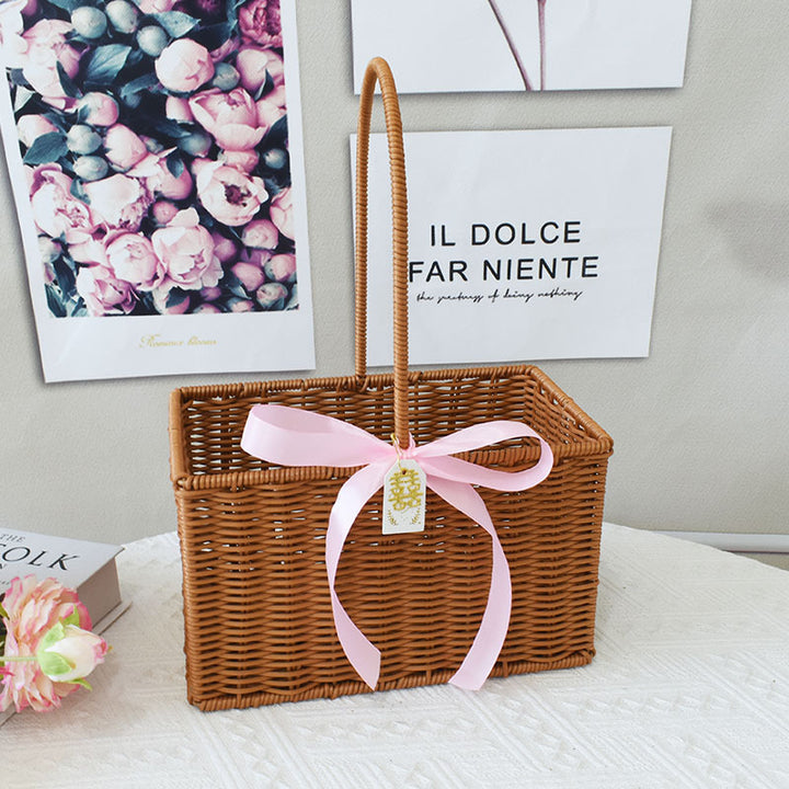 Chic Woven Handbag with Pearl Accent Stornfield