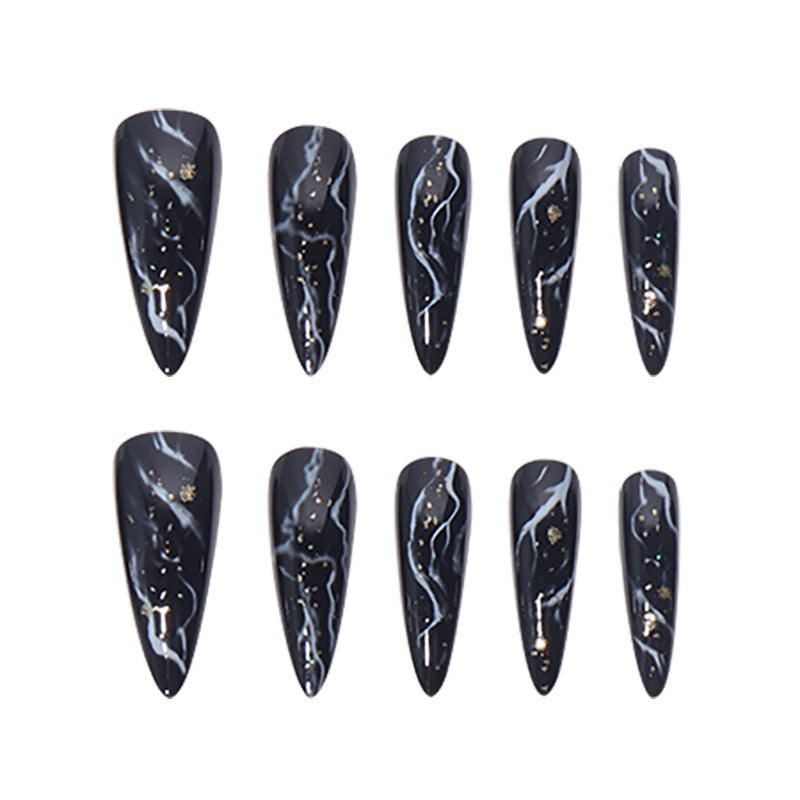 Elegant Marble Effect Press-On Nails Stornfield