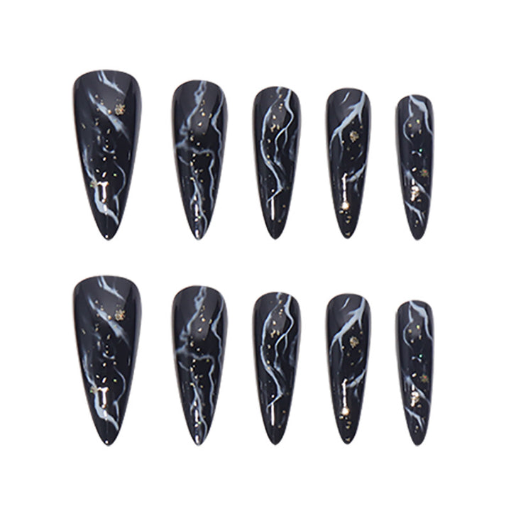 Elegant Marble Effect Press-On Nails Stornfield