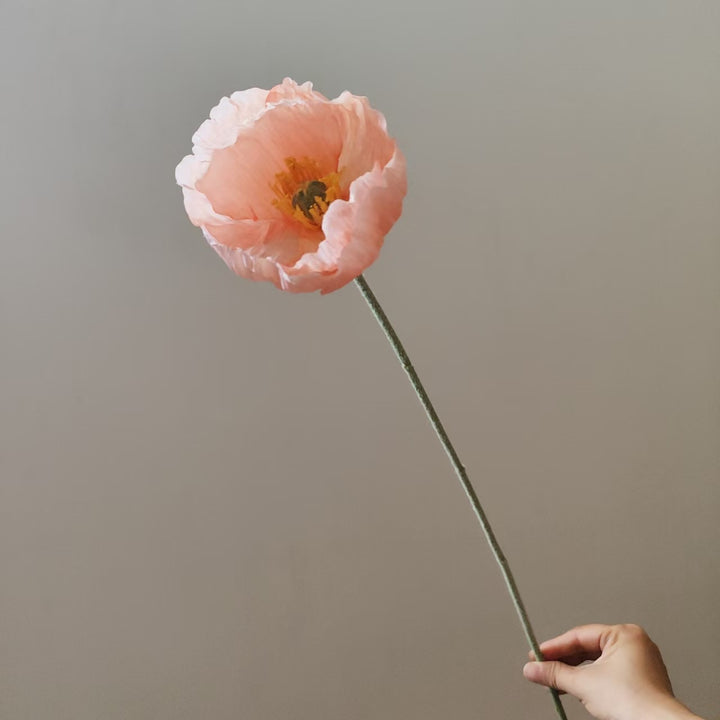 Elegant Faux Poppy Flower Stem