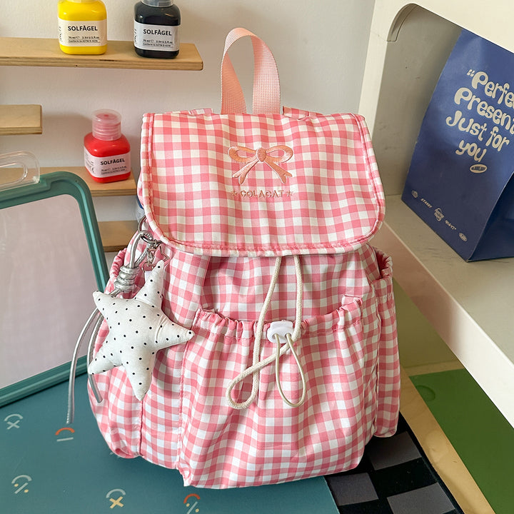 Cute Checked Patterned Drawstring Backpack Stornfield