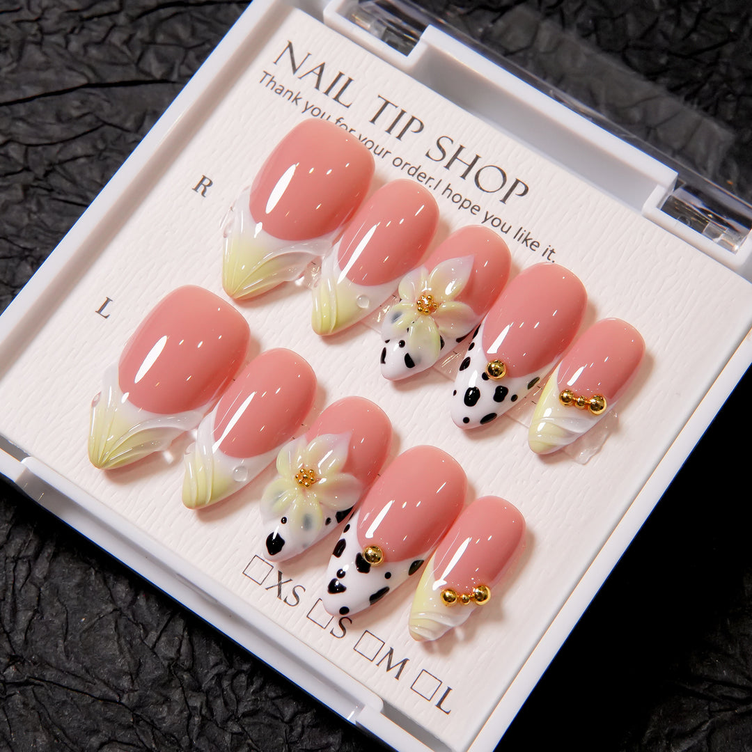 Floral Accented Press-On Nails
