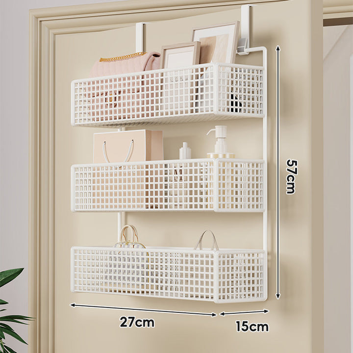 Over-Door Double-Tier Grid Hanging Storage Basket