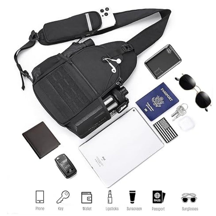 More ergonomic sling backpack with multiple compartments and practical holders Stornfield