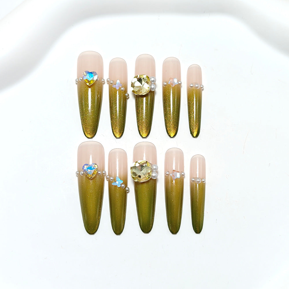 Artificial nails with Elegant Ombre Effect and Glitter Accents Stornfield