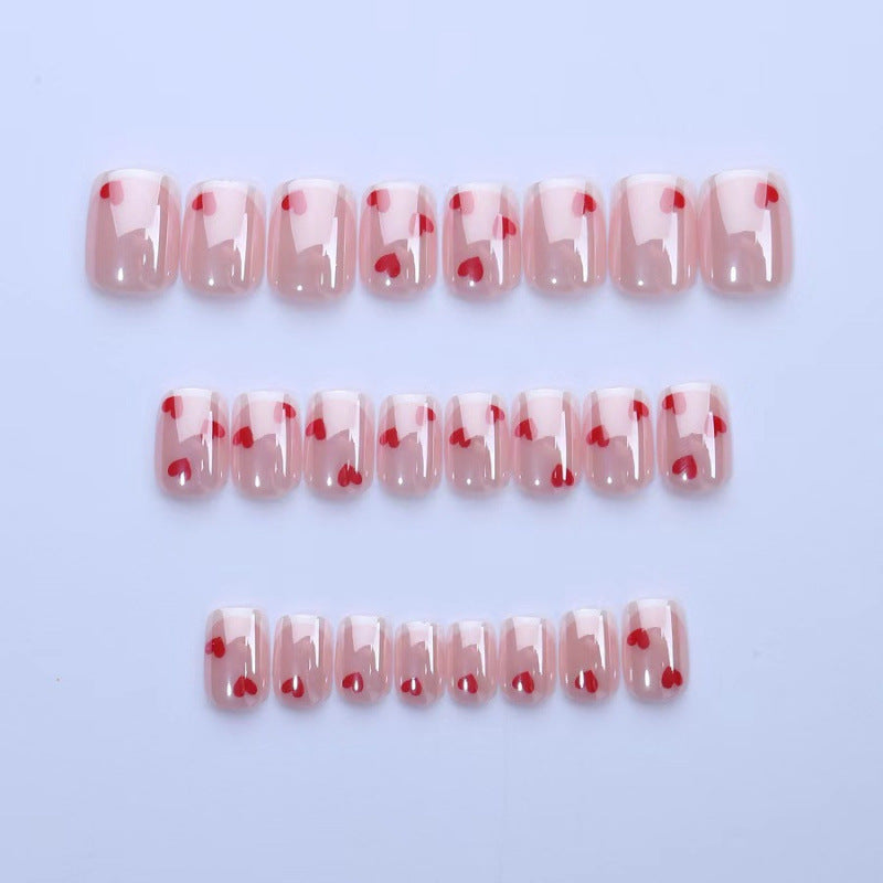 Heart-Embellished Press-On Nail Art Set