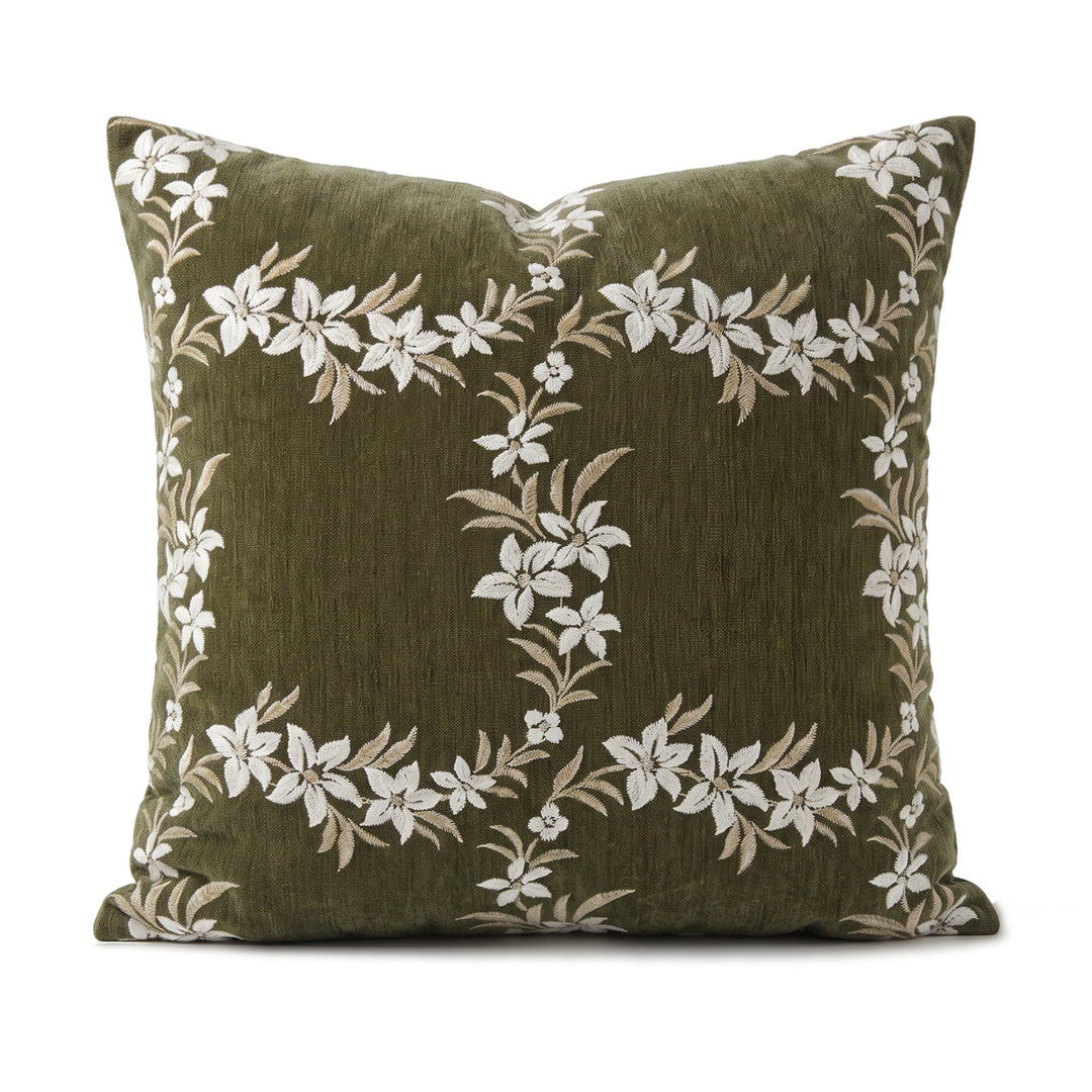 Elegant and artistically embroidered decorative pillow