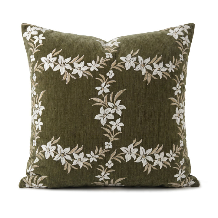 Elegant and artistically embroidered decorative pillow