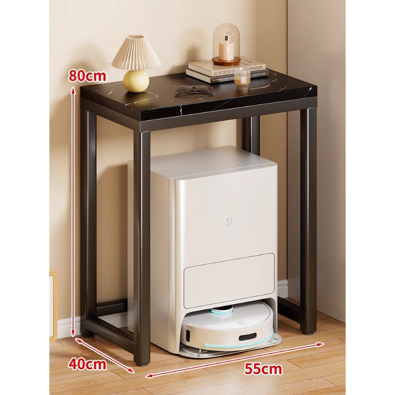 Marble Top Gold Metal Console Stand for Robot Vacuum Dock and Entryway Organizer