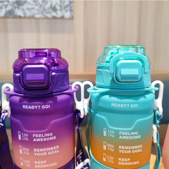 Women's motivation water bottle with time display and shoulder strap Stornfield