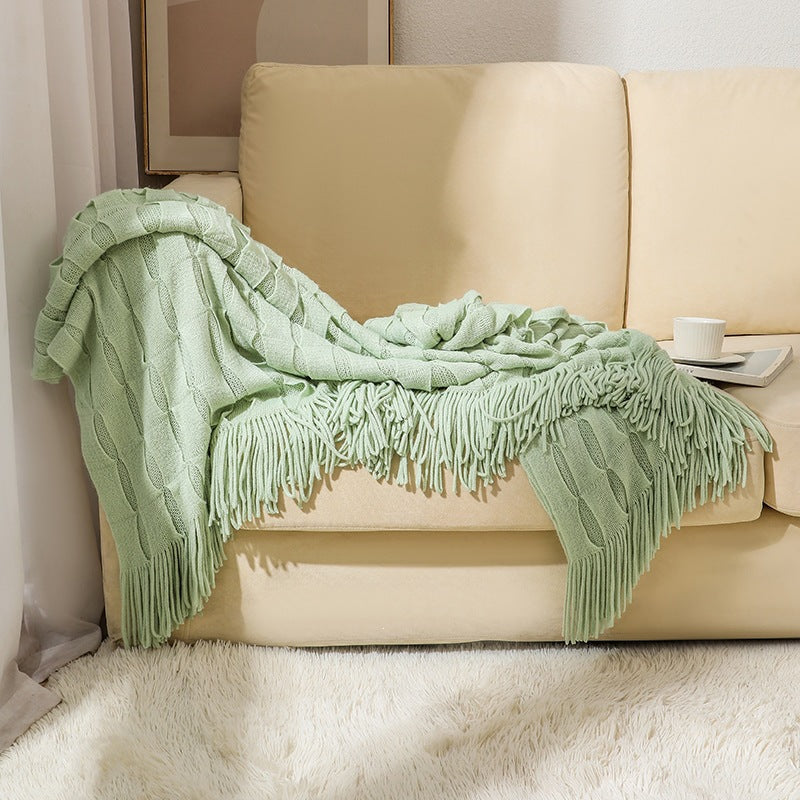 Textured Fringe Throw Blanket
