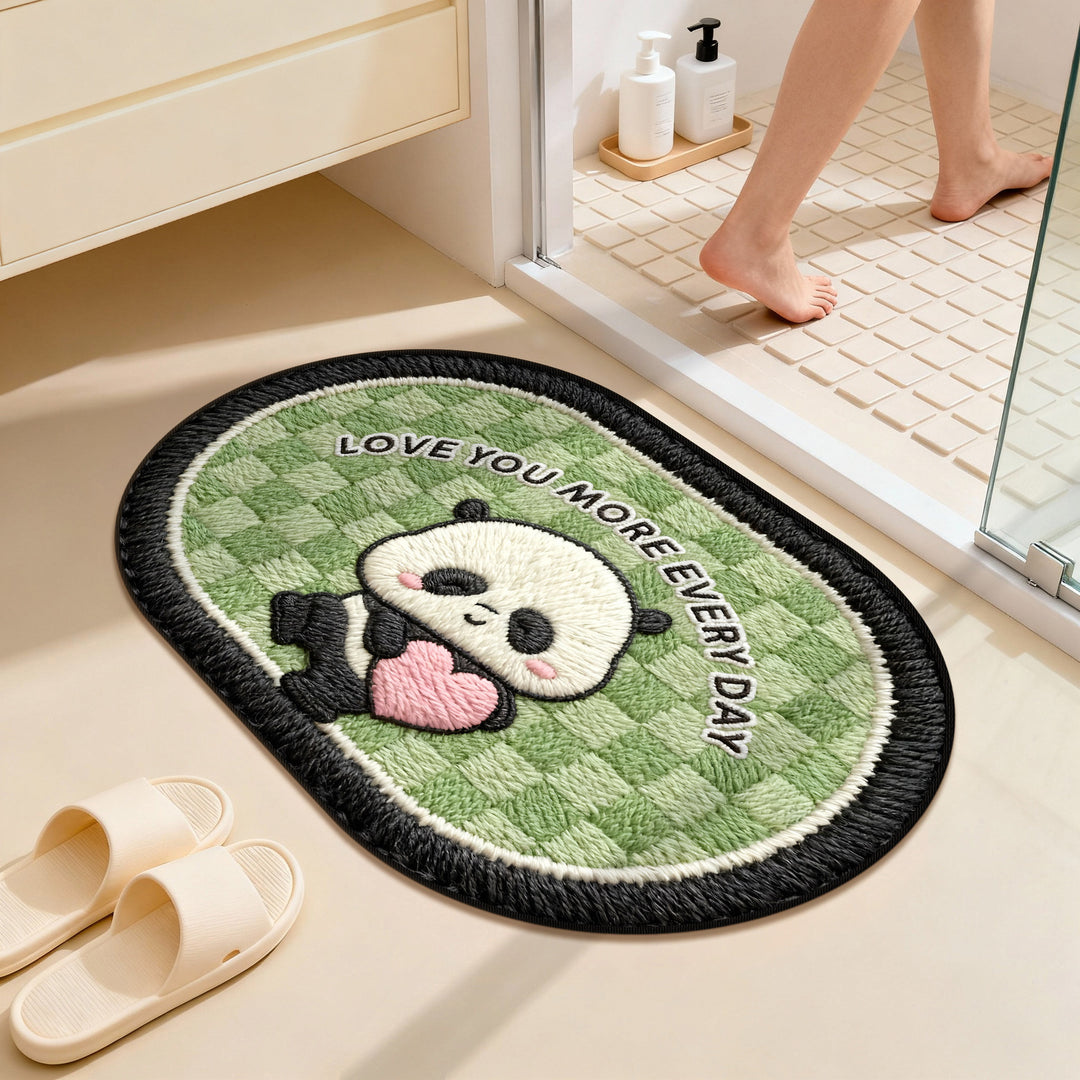 Cute Panda-Themed Plush Bath Mat
