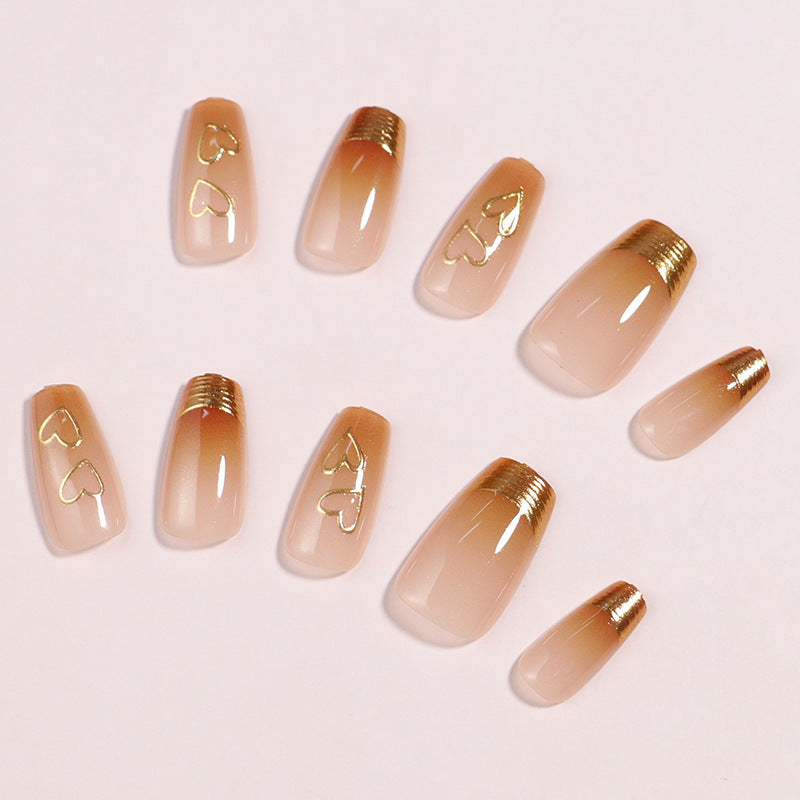 Premium Heart-Embellished Press-On Nail Set Stornfield