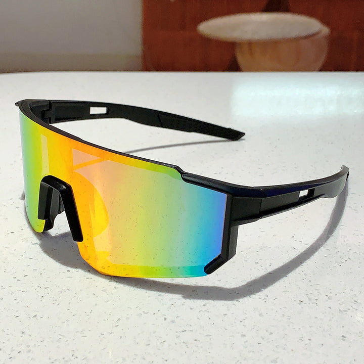 Unisex nan sporty shield sunglasses with continuous mirror lens and adjustable nose bridge Stornfield
