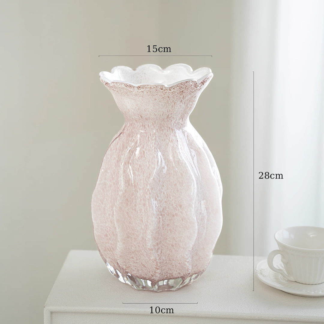 Handblown Scalloped-Rim Textured Glass Accent Vase Stornfield