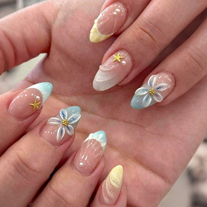 Premium Floral Art Press-On Nail Set Stornfield